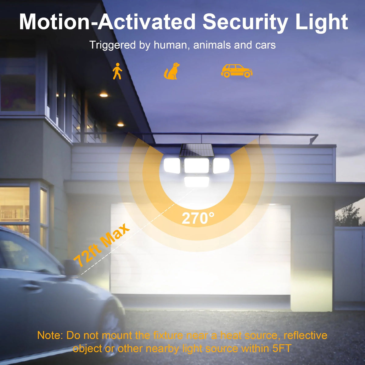 Solar Lights Outdoor 304LED 2500LM Motion Sensor IP65 Waterproof 2Pack Q218
