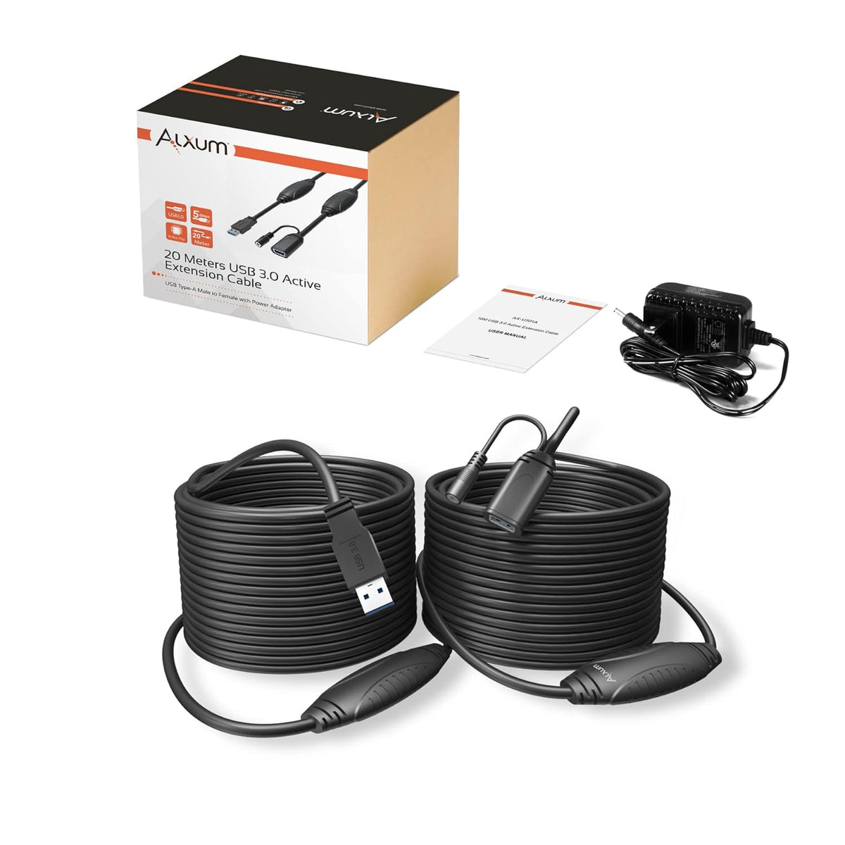 USB 3.0 Extension Cable 65FT Active Male to Female with 2 Signal Boosters M23504