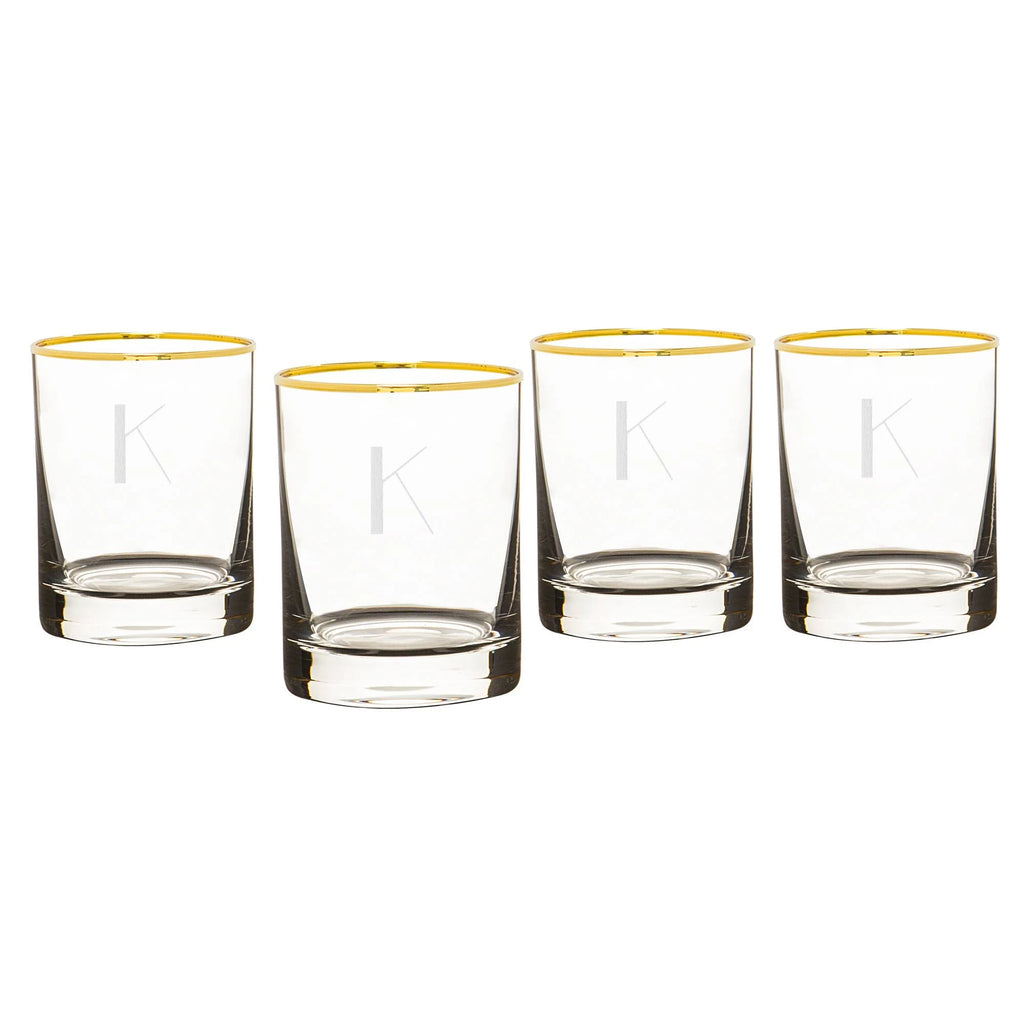 Set of 4 Gold Rim Whiskey Glasses A5706