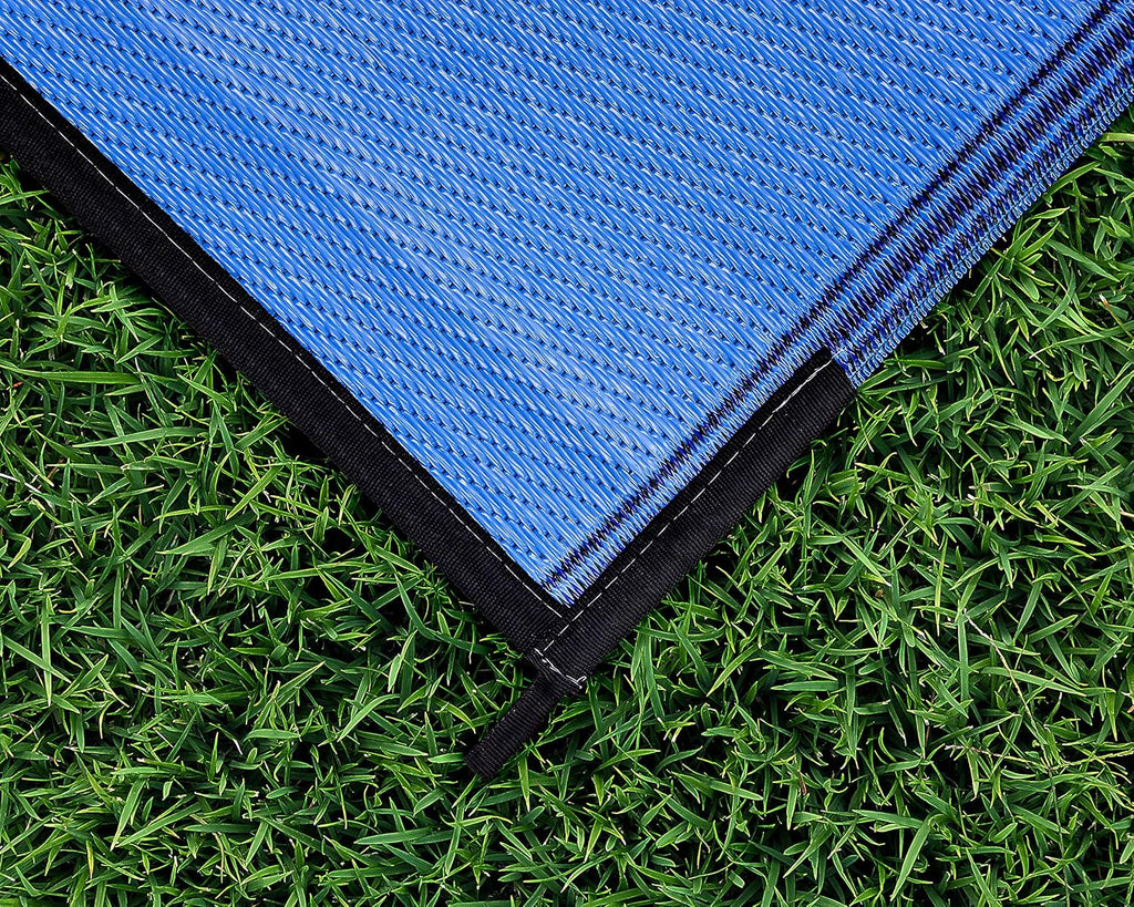 Reversible Outdoor Patio Mat 9' x 12' Lattice Blue E5892
