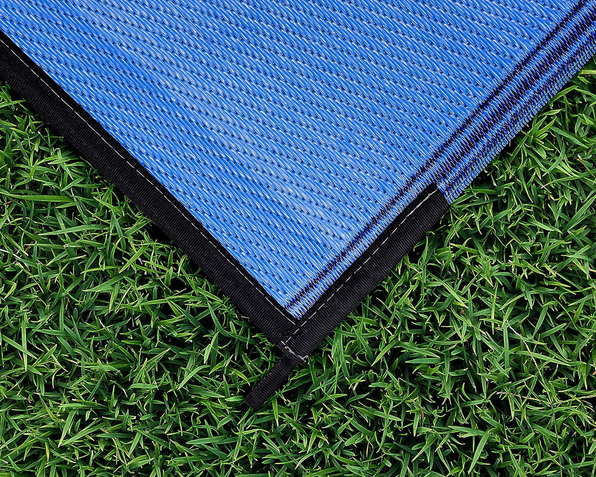 Reversible Outdoor Patio Mat 9' x 12' Lattice Blue E5892