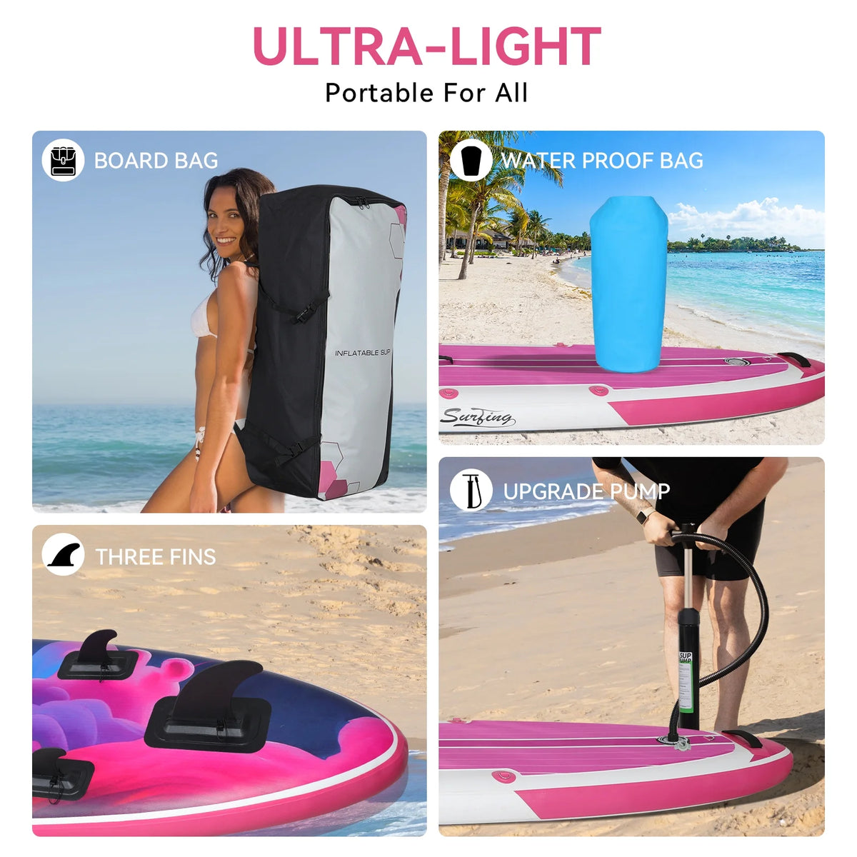 11 Ft Inflatable Stand Up Paddle Board and Sit-on Kayak Set F19500