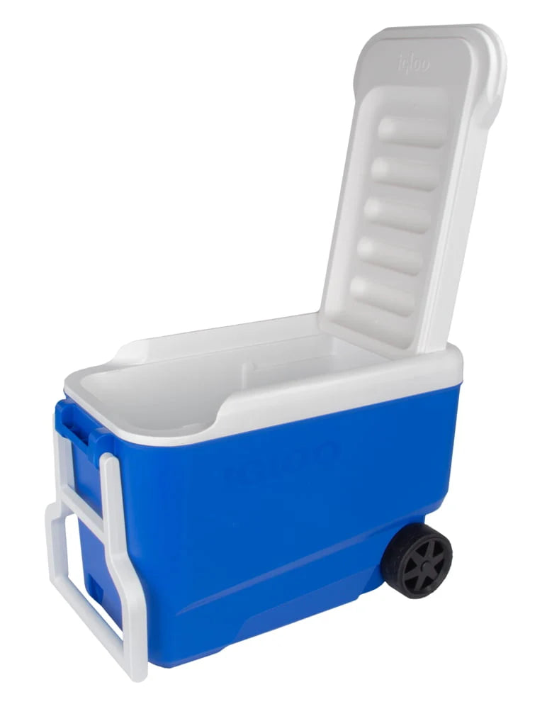 38 QT. Hard-Sided Ice Chest Cooler with Wheels, Blue U78128