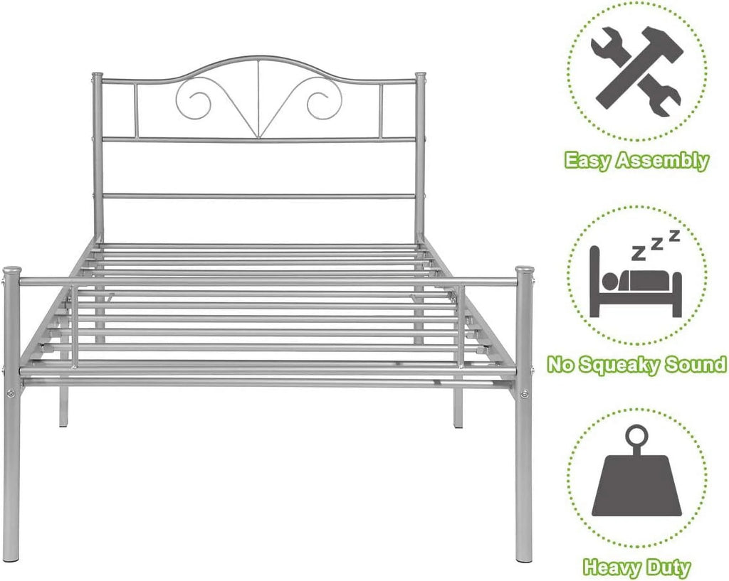 Heavy Duty Metal Single Bed Frame with Headboard S9339