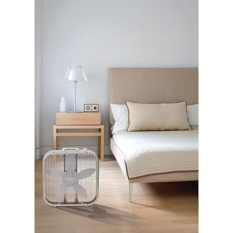 20 in. 3 Speeds Box Fan in White with Carry Handle A8837
