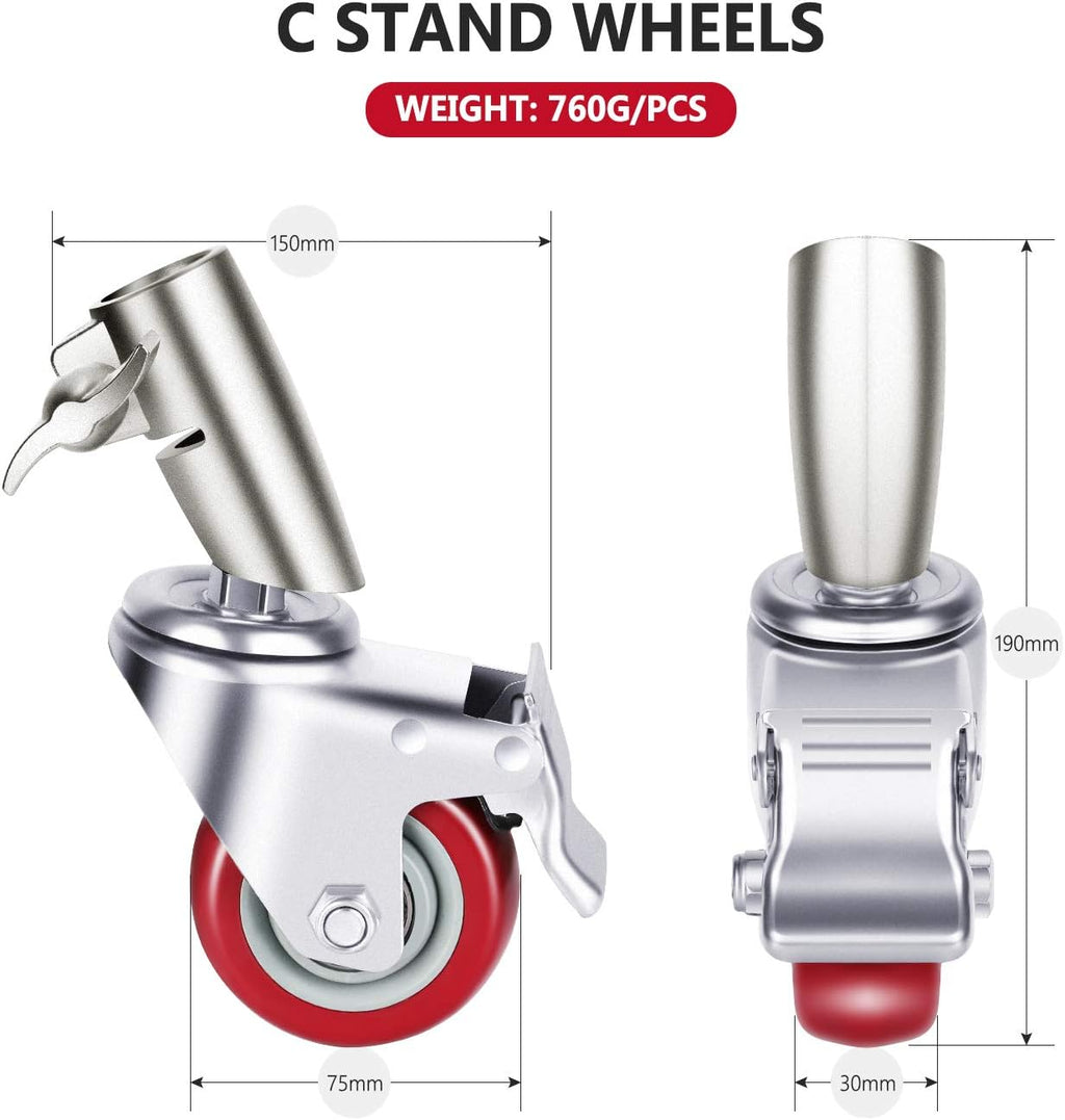 3 Packs Swivel Caster Wheels Set with 75mm Diameter Metal Construction E6658