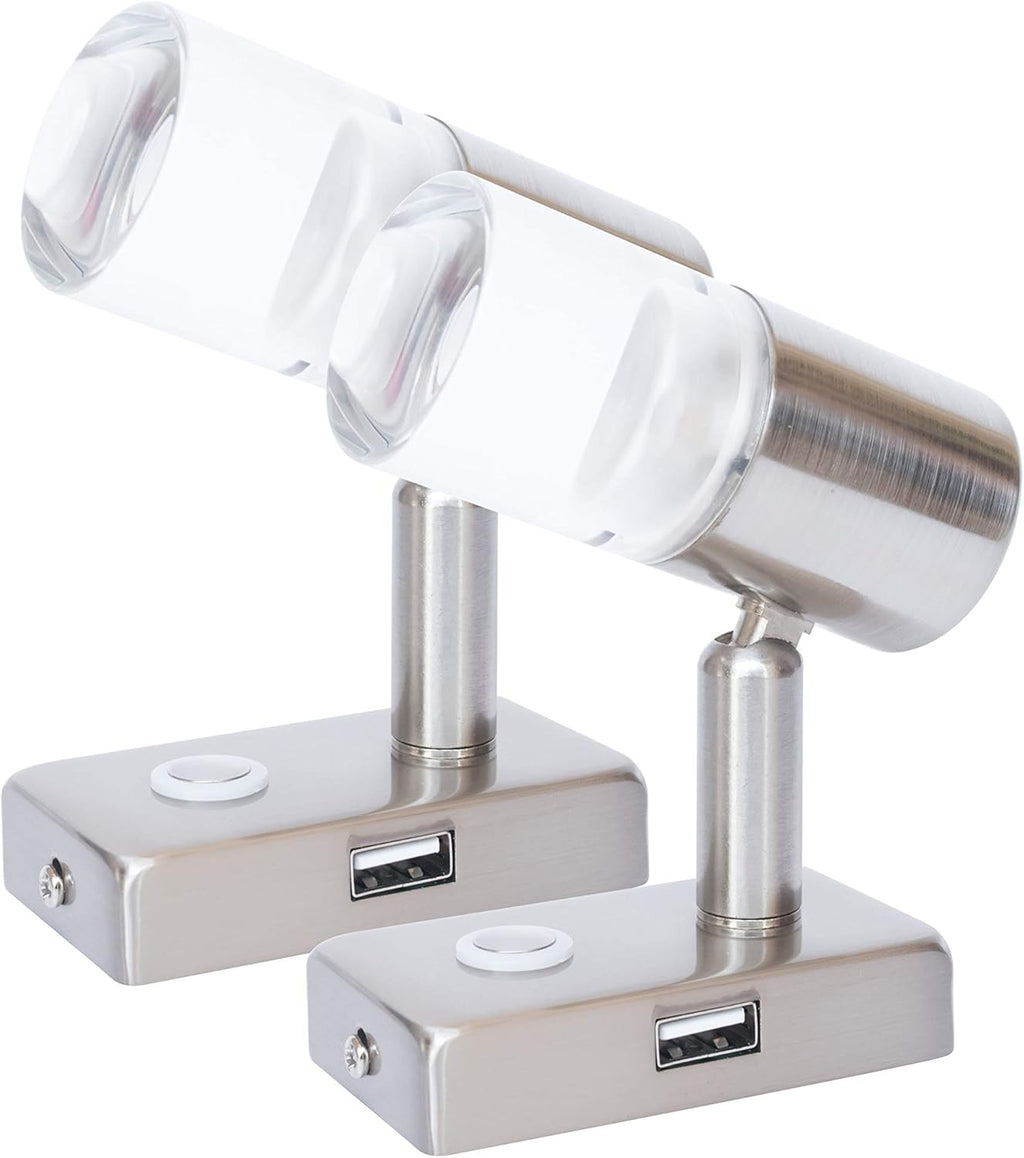 12V LED Reading Light with USB Port Dimmable Two Pack O7353