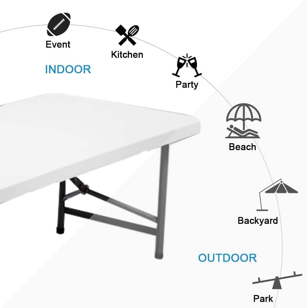 Portable Folding Camping Table 4ft Heavy Duty Plastic H154345