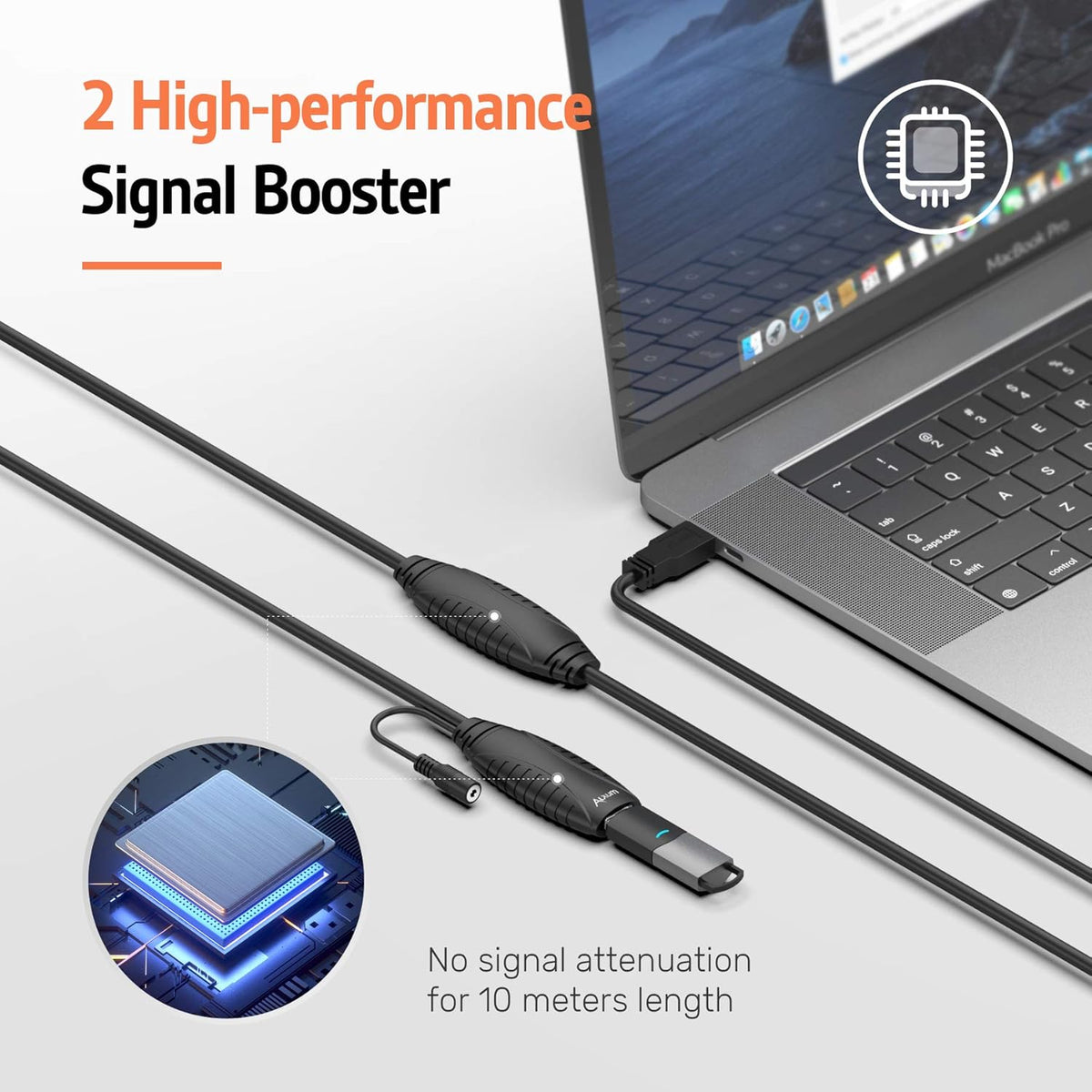 USB 3.0 Extension Cable 65FT Active Male to Female with 2 Signal Boosters M23504