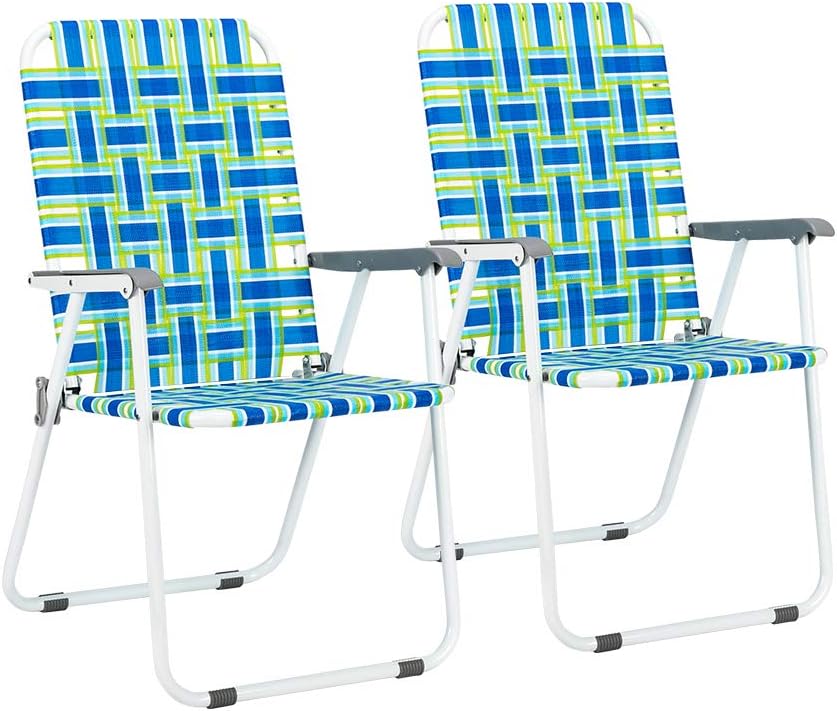 Green 2 Pack Webbed Folding Lawn Chair V967