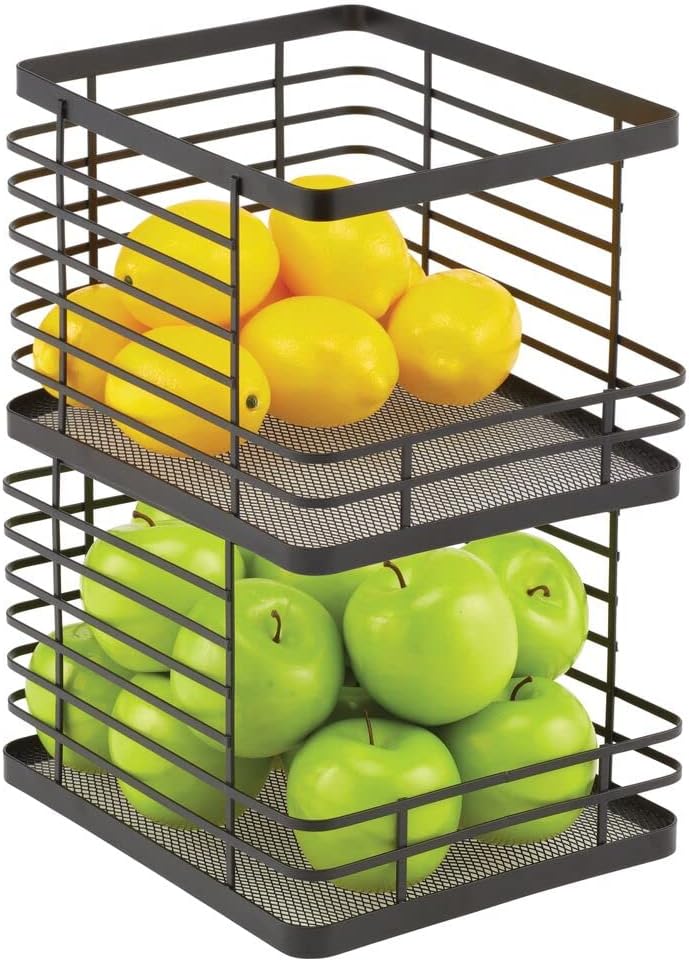 Metal Wire Stackable Storage Organizer Bin Basket 2 Pack D893