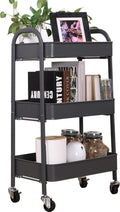 3 Tier Metal Rolling Storage Cart with Locking Wheels D679891