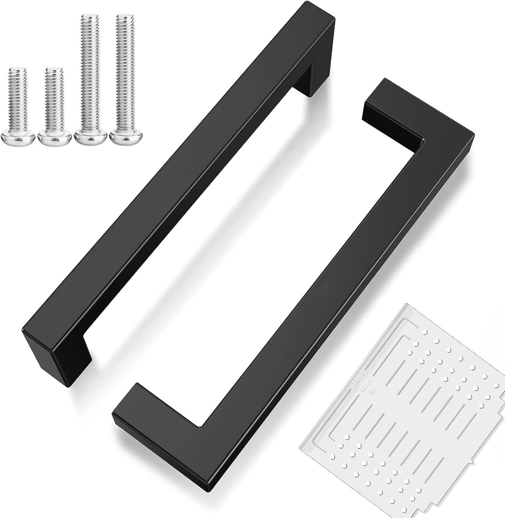 25 Pack 3 Inch Matte Black Square Cabinet Pulls D326780