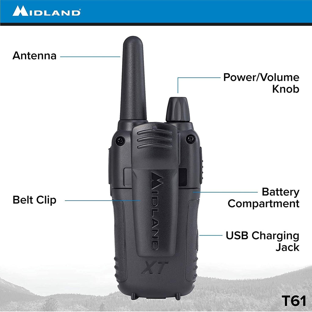 36 Channel FRS Two-Way Radio, 121 Privacy Codes, NOAA Weather Scan + Alert, Black/Yellow, 2-Pack E43138