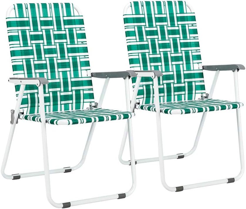 Green 2 Pack Webbed Folding Lawn Chair V967