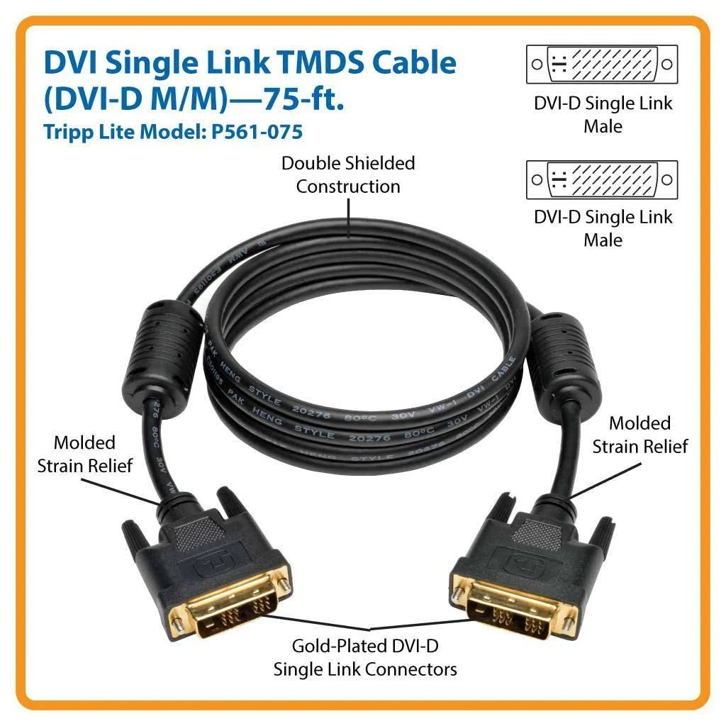 100ft DVI Single Link Digital Monitor Cable DVI-D M/M V2786
