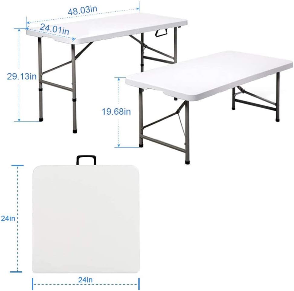 Portable Folding Camping Table 4ft Heavy Duty Plastic H154345