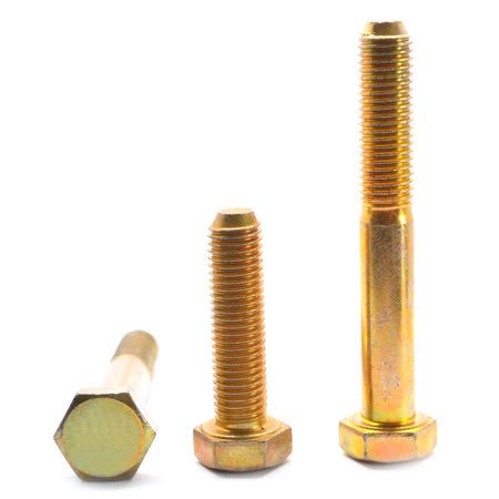 3/4 inch-16 x 4 1/2 inch Grade 8 Hex Cap Screw Alloy Steel Yellow Zinc Plated Pk 10 F3886