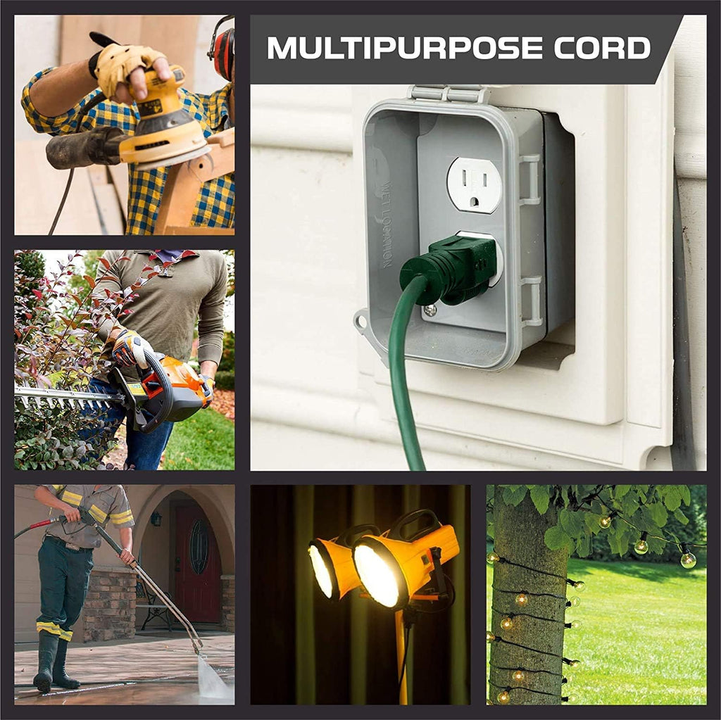 2 Pack of 50 Ft Outdoor Extension Cords with Power Block O720842