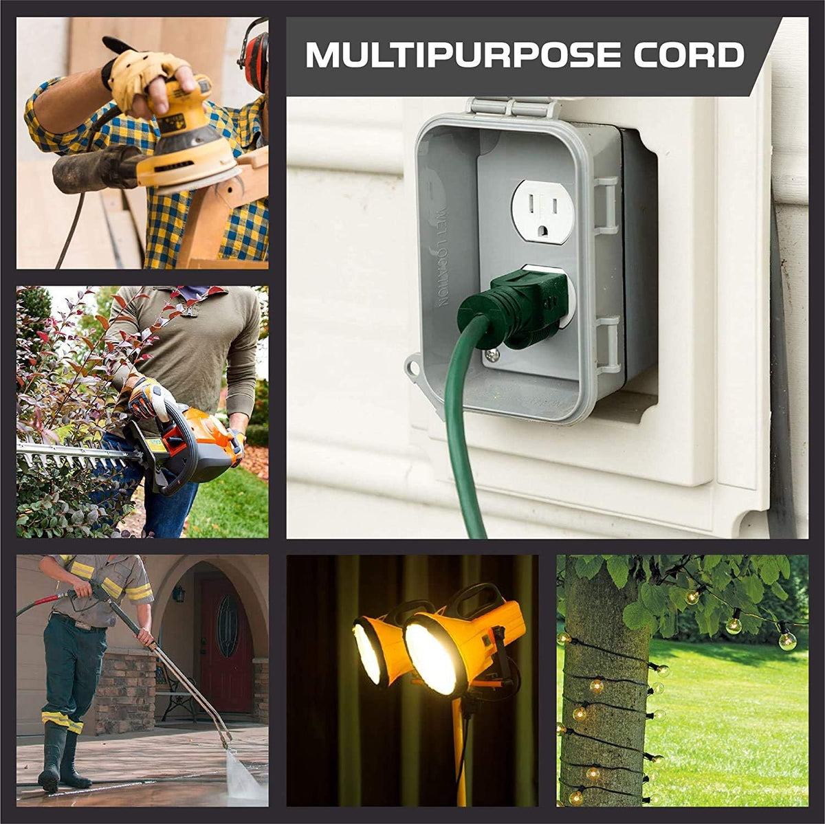 2 Pack of 50 Ft Outdoor Extension Cords with Power Block O720842