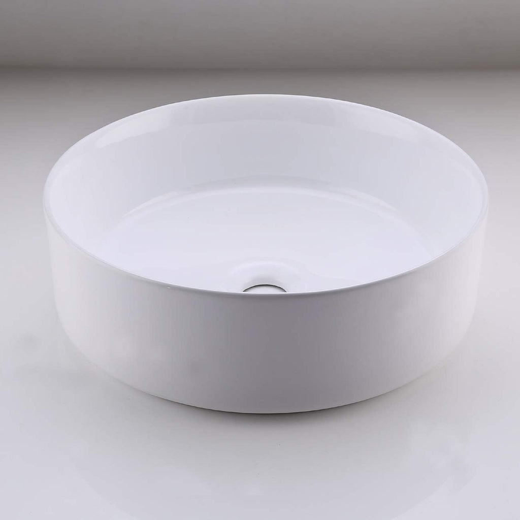16 Inch Round White Ceramic Vessel Sink T96227