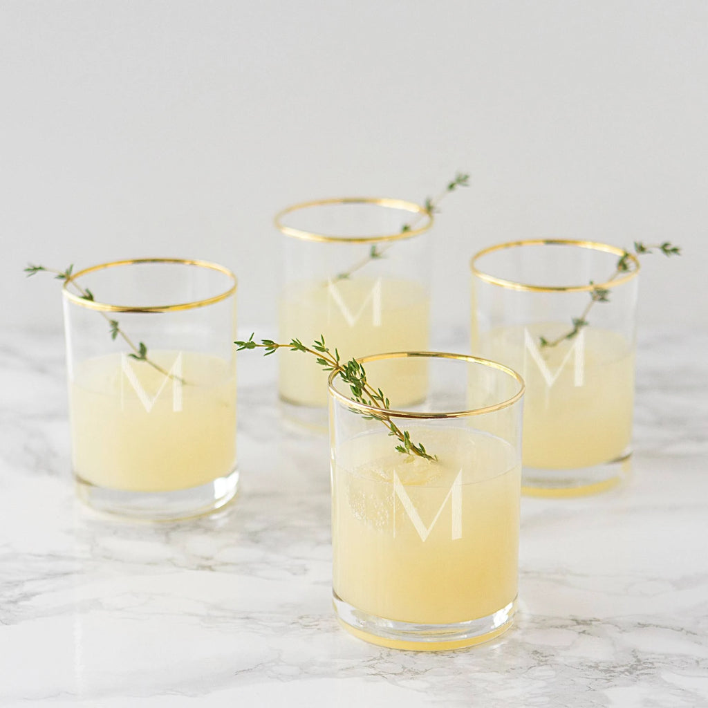 Set of 4 Gold Rim Whiskey Glasses A5706