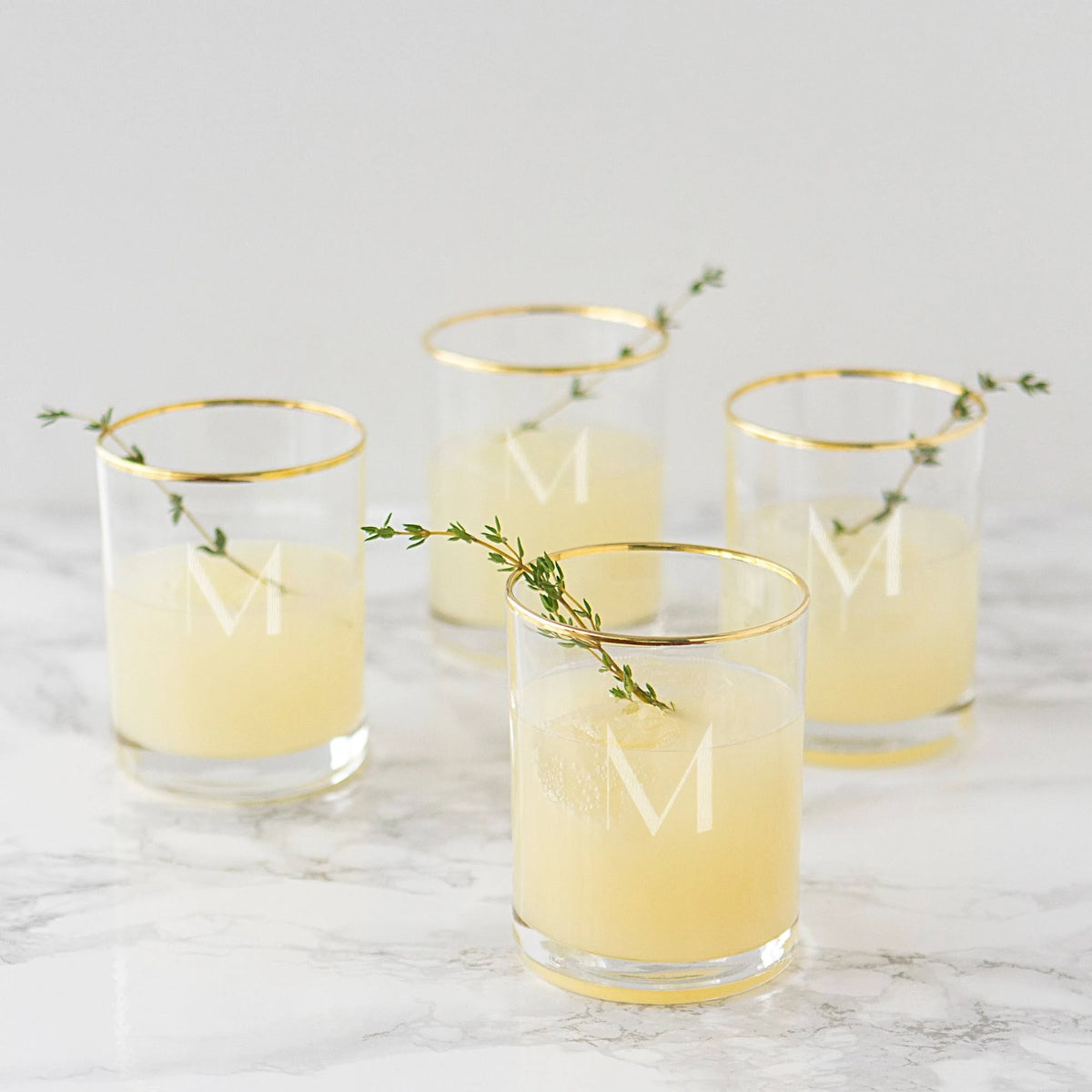 Set of 4 Gold Rim Whiskey Glasses A5706