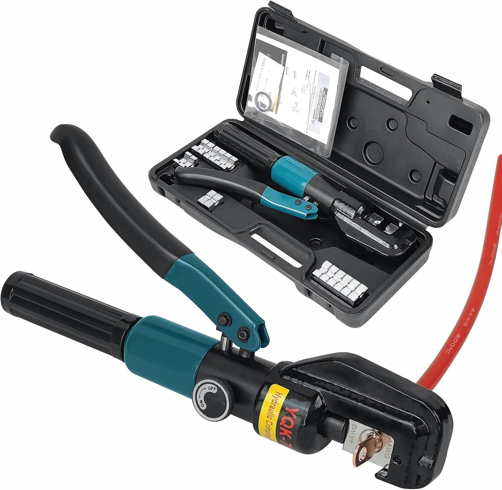 Hydraulic Cable Lug Crimper 16 Ton 9 AWG to 600 MCM Tool Kit with 13 Die Sets S997