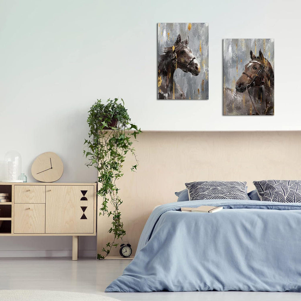 Brown Horse Canvas Art 16x24inch 2pcs W8831