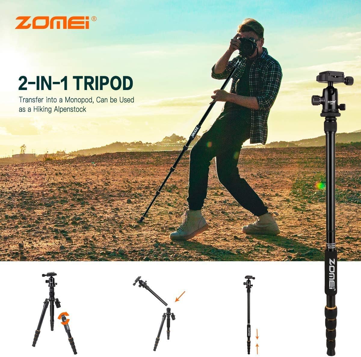 Camera Tripod with Ball Head Quick Release Plate and Carrying Case F8534