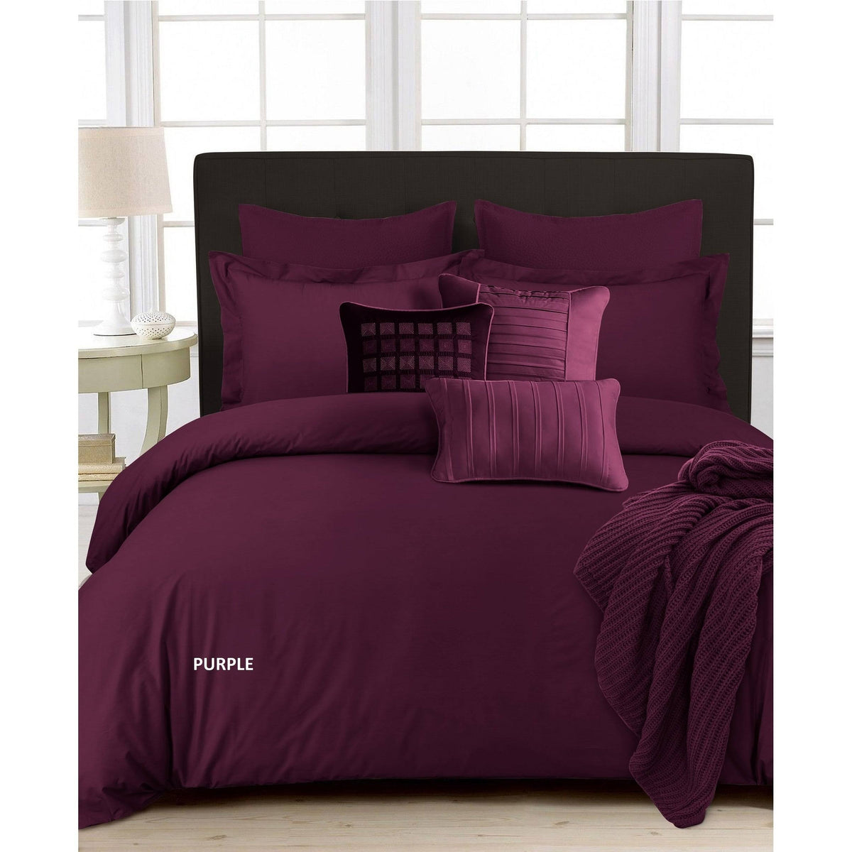 350 Thread Count Cotton Percale Duvet Cover Set Purple V45722