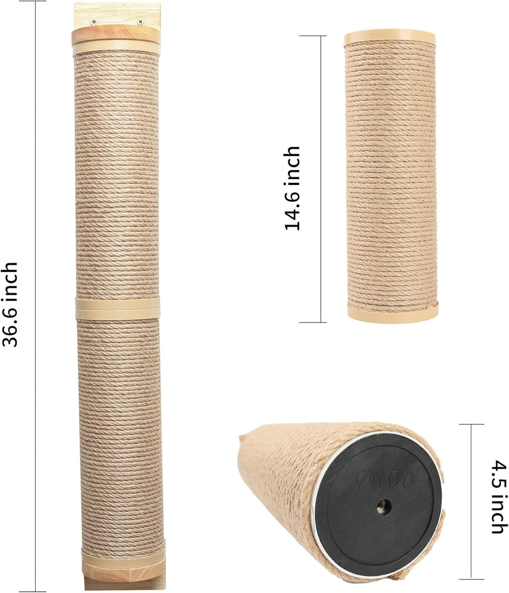 Wall Mounted 36 Inch Rubber Wood Cat Scratching Post M62215