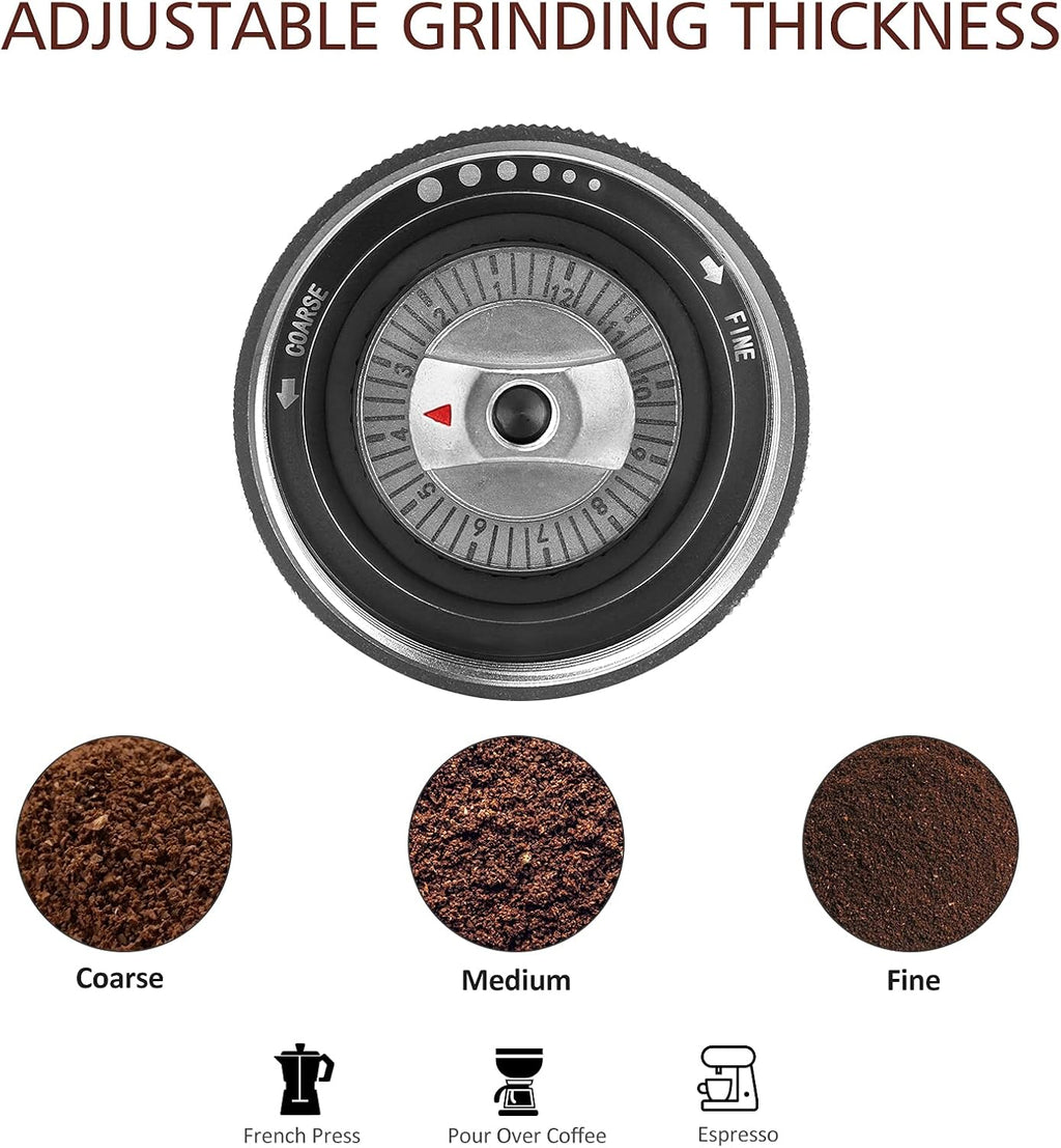 Manual Conical Stainless Steel Burr Coffee Grinder with Adjustable Grind Setting, 25g Capacity Y68844