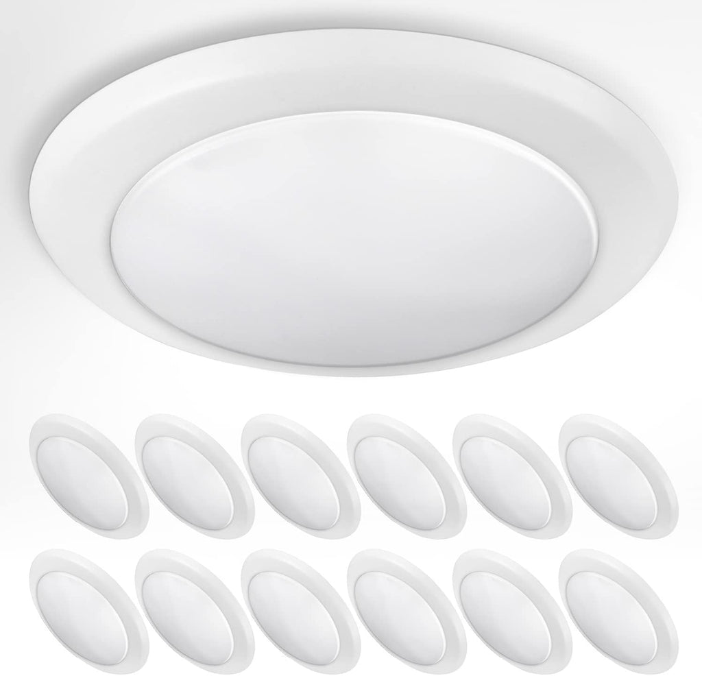 6 Inch White LED Flush Mount Ceiling Light, 15W 5000K, 12 Pack K90266