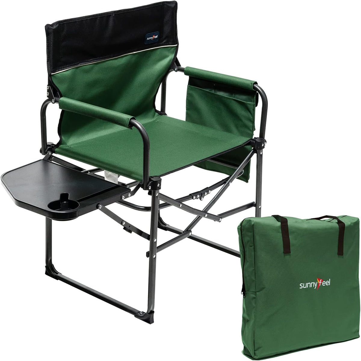 Oversized Portable Folding Camping Chair with Side Table J809493