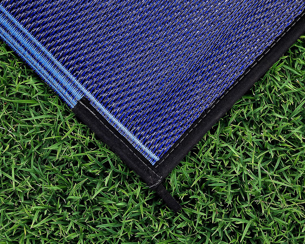 Reversible Outdoor Patio Mat 9' x 12' Lattice Blue E5892