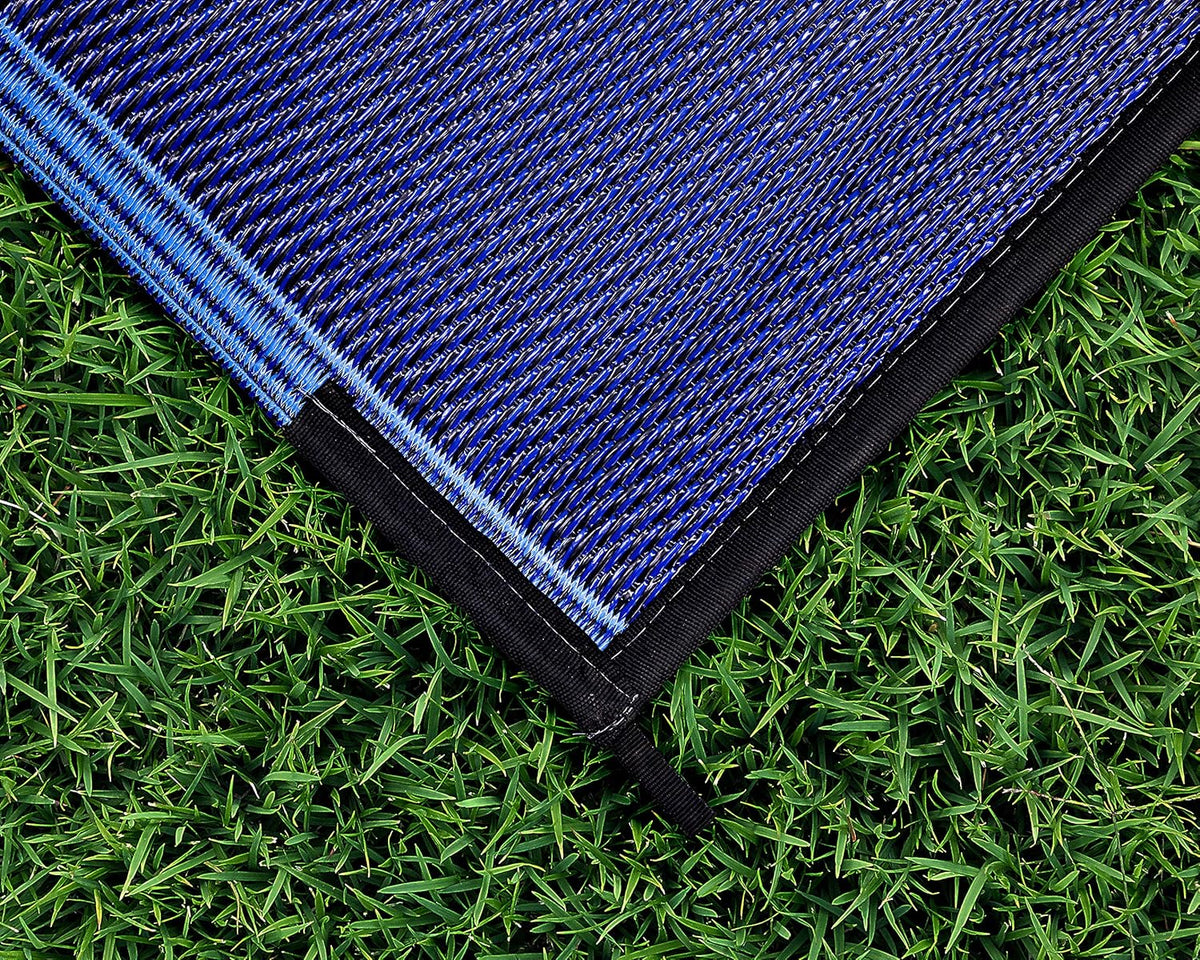 Reversible Outdoor Patio Mat 9' x 12' Lattice Blue E5892