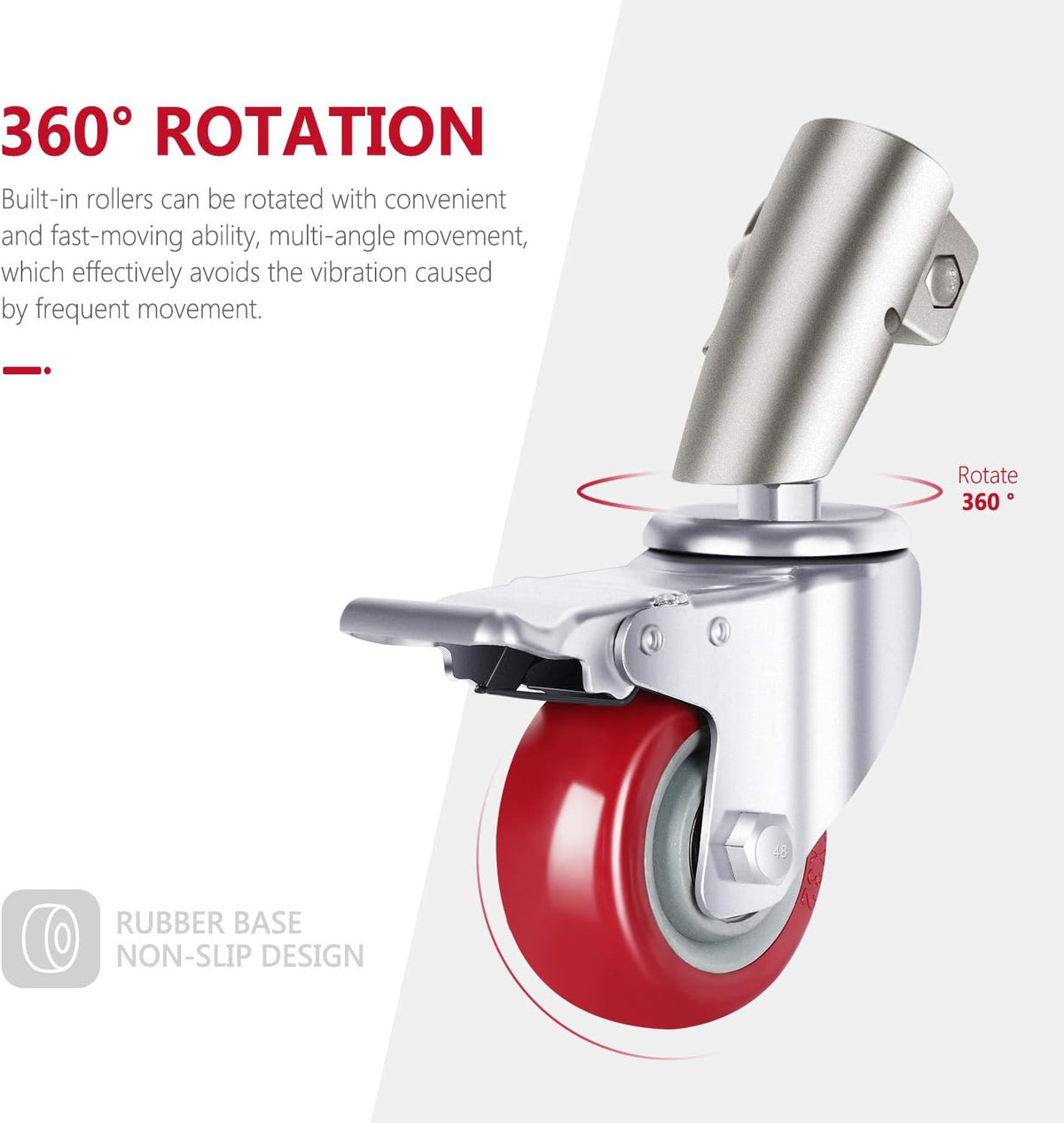 3 Packs Swivel Caster Wheels Set with 75mm Diameter Metal Construction E6658