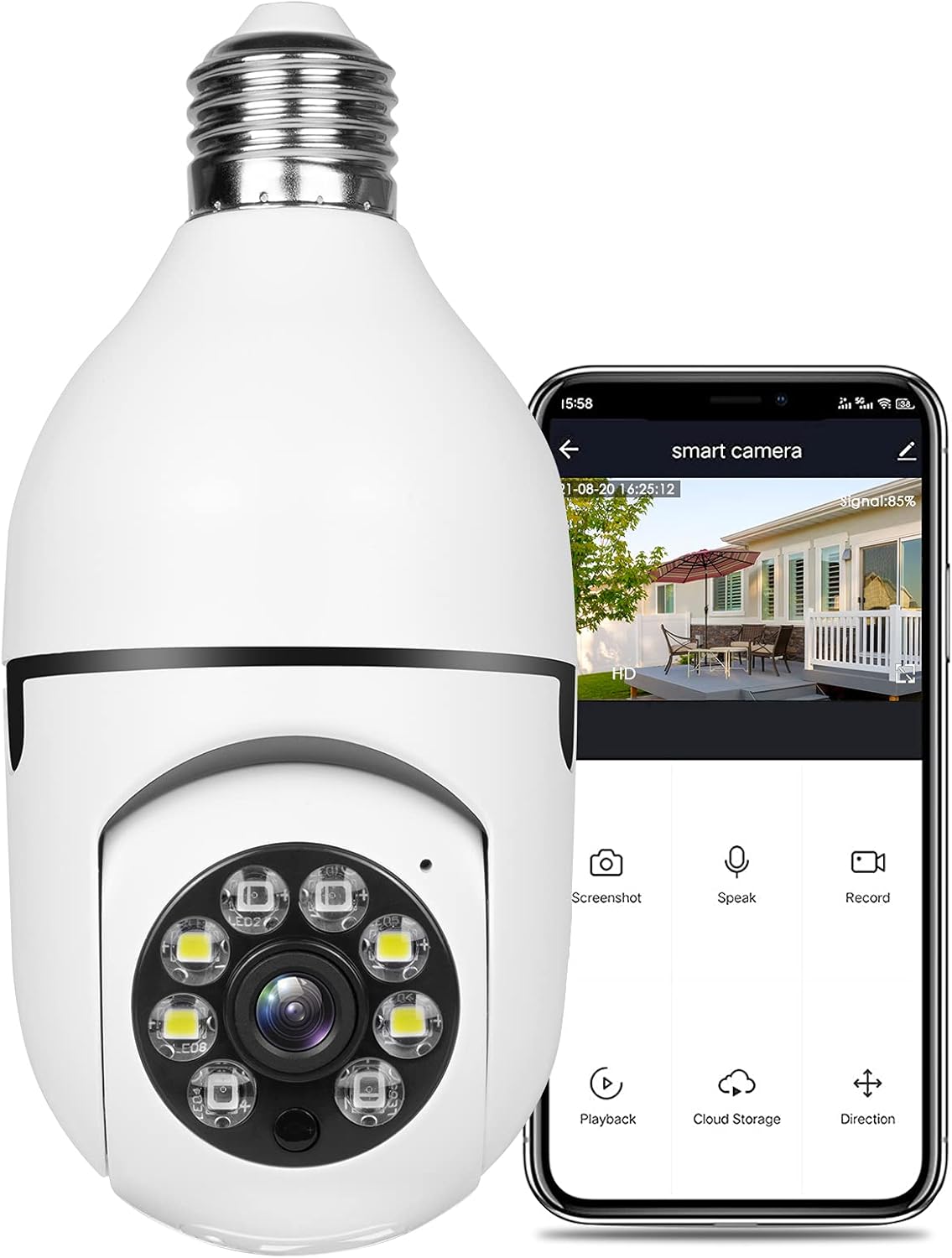 1080P PTZ Bulb Security Camera with WiFi Night Vision P247828