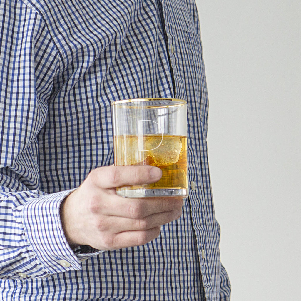 Set of 4 Gold Rim Whiskey Glasses A5706