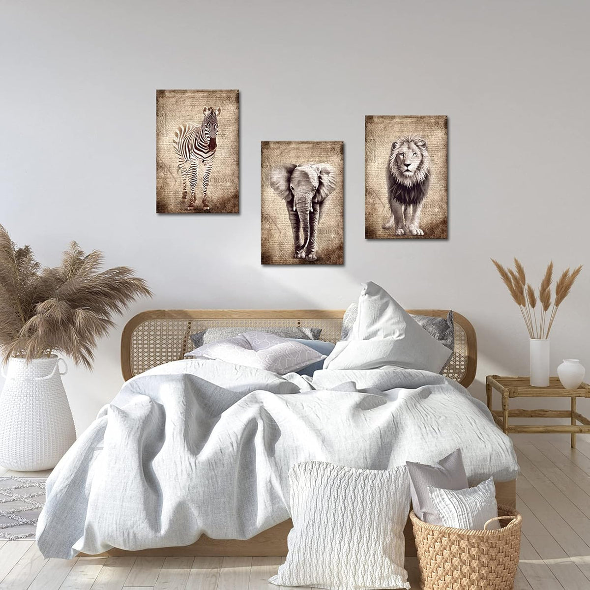 3 Pieces Vintage Animal Canvas Wall Art 16x24inch U893996