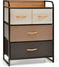 4 Drawer Fabric Dresser with Steel Frame and Wooden Top J1729