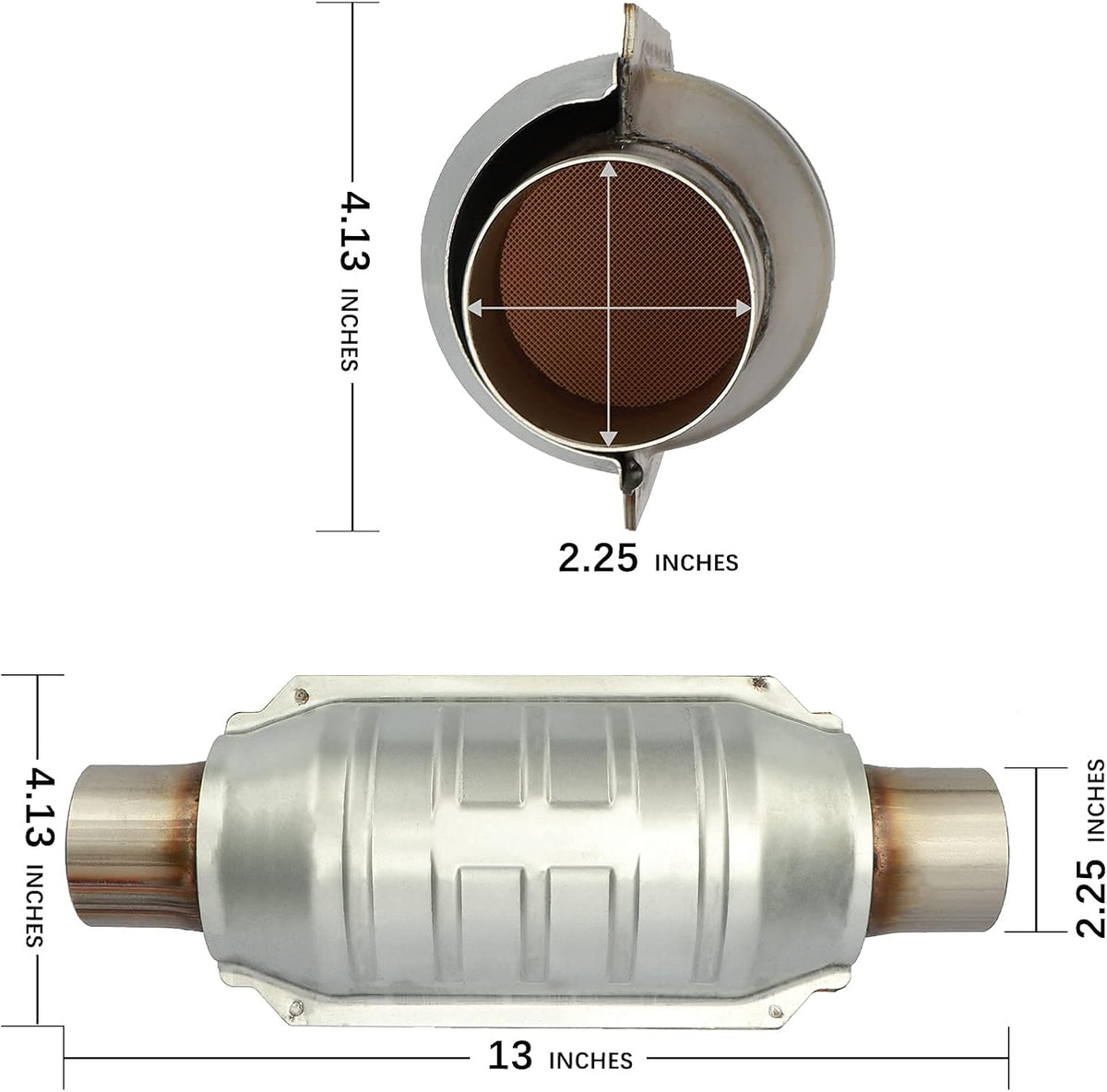 2.25 Inlet/Outlet Universal Catalytic Converter with O2 Port L59593