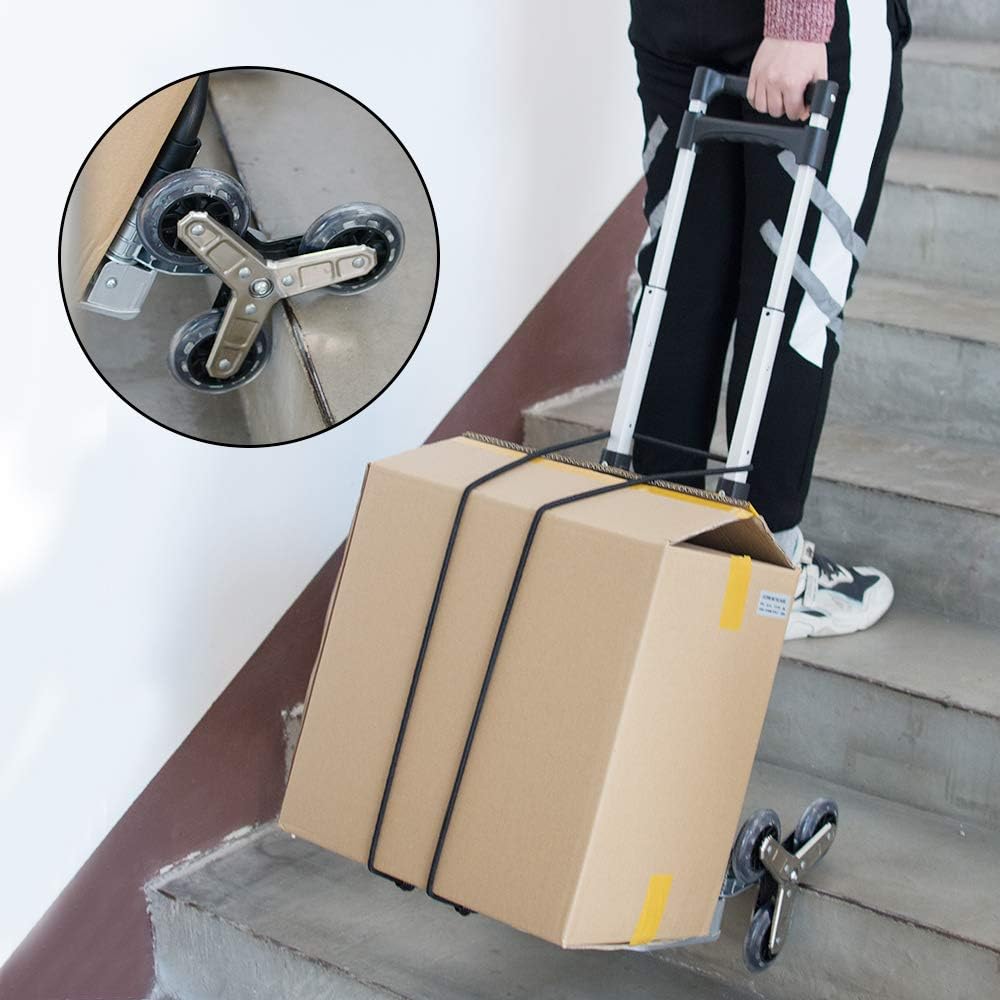 Folding Hand Truck with 6 Rubber Wheels & Bungee Cord Y132542
