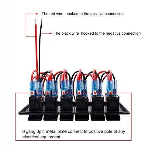 4/6/8 Gang Pre Wired Rocker Switch Panel Waterproof 12V 24V with Fuse X31252