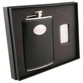 Black Leather 18oz Flask Gift Set C98071