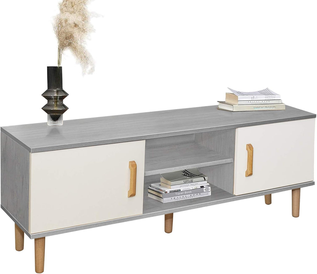 TV Cabinet with 2 Storage Cabinets and 2 Open Shelves, 47.2x11.8x16.5 inches K399286