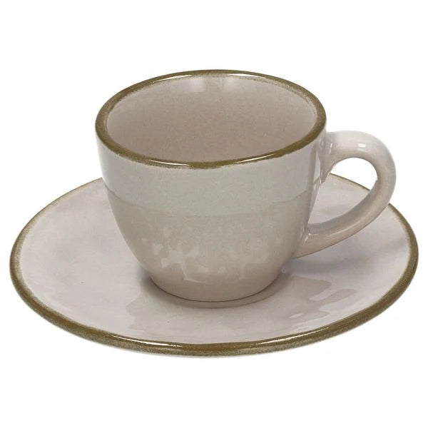 6 Coffee Cup & Saucer Ceramic Beige D4688