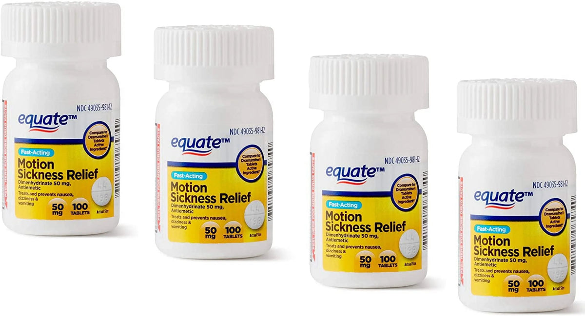 Motion Sickness Relief Dimenhydrinate Tablets 50 mg 100 Count A13845