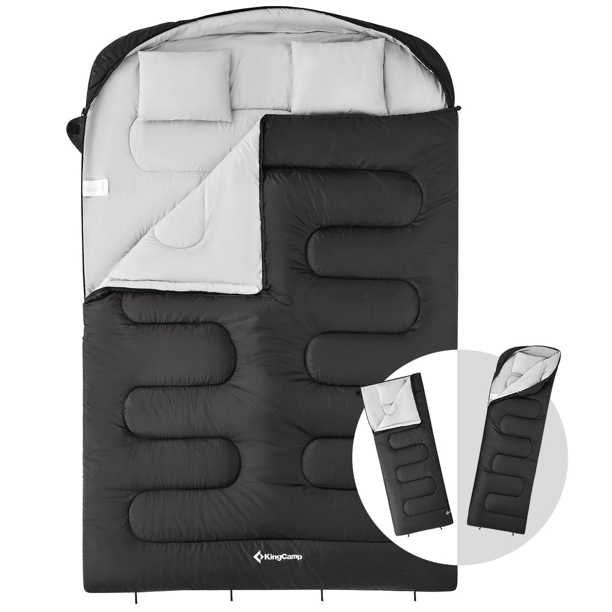 Double 2 Person 3 Season Camping Sleeping Bag with 2 Pillows N16506